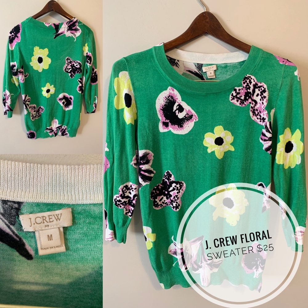 JCrew Floral Sweater Size M